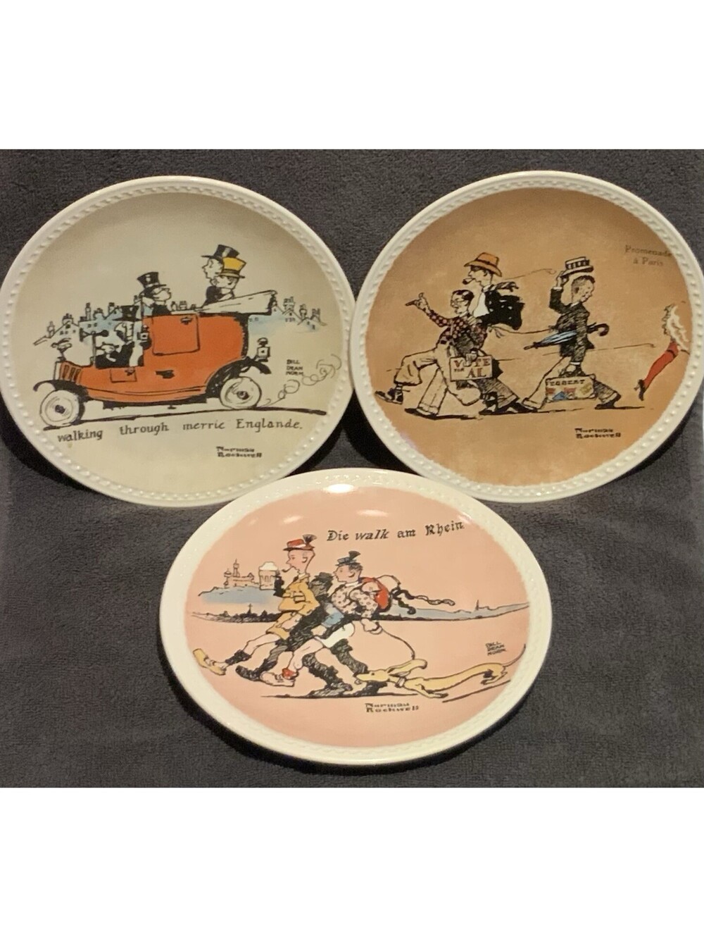 Vintage Collector Norman Rockwell Plates 1-2-4 From ‘The Rockwell on Tour’ Set